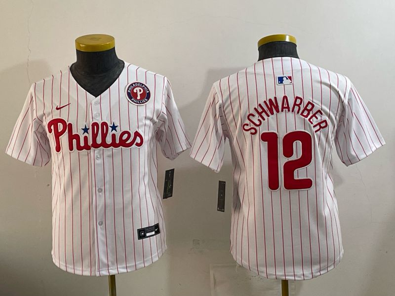 Youth 2026 Philadelphia Phillies #12 Schwarber White Game Nike MLB Jersey style 06